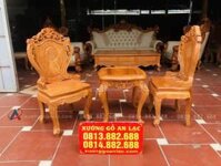Bộ bàn trà louis hai ghế hoàng gia có tay gỗ gõ đỏ siêu vip (Anh Bảo, Hà Nam)