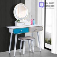 Bộ Bàn Trang Điểm Hiện Đại, Khung Gỗ Tự Nhiên Sơn Bệt, Hoa Văn Sơn Nhủ, Bao Gồm Kính, Bàn Và Ghế (QB-BTD02)