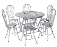 BỘ BÀN TRÒN 6 GHẾ TỰA LƯNG INOX