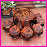 Bộ bàn trống 6 ghế 1 bàn gỗ trắc hàng chấp ghép