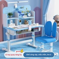 Bộ Bàn và Ghế Học Tập, Chống Gù Thông Minh Cho Bé, Bàn Học Chống Cận Có Sẵn Giá Sách Đẹp, Nâng Hạ Chiều Cao, Kèm Quà