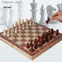 Bộ bảng cờ vua bằng gỗ AREM Trò chơi bảng gia đình Bộ cờ vua bằng gỗ 3 trong 1 di động Trò chơi chiến lược cổ điển dành cho trẻ em và người lớn Bảng có thể gập lại với hộp lưu trữ mảnh cho du lịch