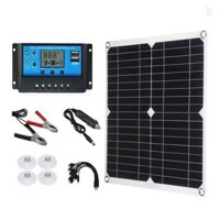 Bộ bảng điều khiển năng lượng mặt trời đơn tinh thể 18V 25W Bộ sạc điện thoại di động USB kép Cắm trại ngoài trời chống nước với bộ điều khiển năng lượng mặt trời 12 / 24V 100A cho RV Marine