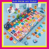 Bộ Bảng Gỗ Câu Cá 6 trong 1, 5 trong 1, 7 trong 1 Và Ghép Hình Học, Chữ Số, Chữ Cái, Phương Tiện giao thông