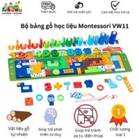 Bộ Bảng Gỗ Câu Cá Và Ghép Hình động vật, xếp vòng màu sắc, con số bảng học liệu montessori cho bé Unitoys VW11