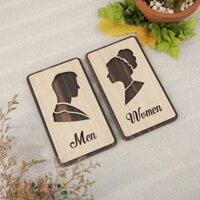 Bộ bảng gỗ Men Women dán cửa phân biệt nhà vệ sinh Nam Nữ MOC7-TL31
