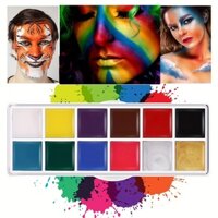Bộ bảng màu vẽ mặt hóa trang halloween, make up lễ hội party 12 màu (Có sẵn, hoả tốc 1h) body painting