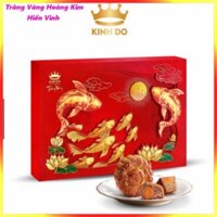 Bộ Bánh Cao Cấp Trung Thu Kinh Đô Trăng Vàng Hoàng Kim Vinh Hiển Đỏ 4 Bánh x 160G Tặng Hộp Trà Ô Long 50G - Quà Biếu - n