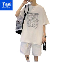 Bộ bánh quế nam mới 2024 Bộ quần Short ngắn tay Hàn Quốc Bộ hai mảnh thời trang