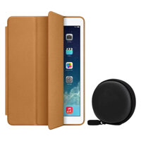 Bộ Bao Da Cho iPad Air 2 Smart Case Và Hộp Đựng Tai Nghe  Hàng Nhập Khẩu - Nâu Bò