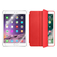 Bộ Bao Da Smart Case Cho iPad Air 2 Đỏ Và Kính Cường Lực Glass - Hàng Chính Hãng