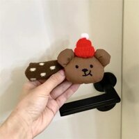 Bộ bảo vệ tay nắm cửa hình gấu dễ thương, bọc chống tĩnh điện mùa đông, trang trí phòng ngủ, bọc tay nắm cửa chống va chạm, phổ thông