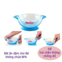 Bộ bát ăn cho bé có đế hút chân không  (màu Xanh, màu hồng)-UP5104C