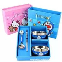 BỘ BÁT ĂN CHỐNG NÓNG HELLO KITTY - DOREMON DỄ THƯƠNG CHO BÉ