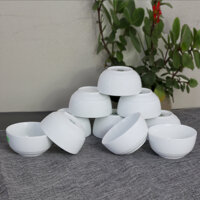 Bộ bát ăn cơm men trắng chính hãng gốm sứ Bát Tràng - 10 Bát