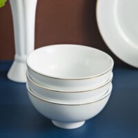 Bộ Bát Ăn Cơm Viền Vàng Sứ Long Phương - Set 6 và Set 10 - BB Mart