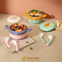 Bộ Bát Ăn Dặm AAG Giữ Nhiệt Và Chống Đổ Cho Bé - Tặng Kèm Bộ Dĩa Thìa Cao Cấp