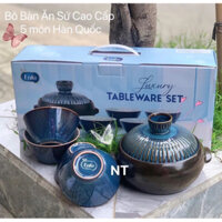 Bộ Bát Ăn Sứ Cao Cấp 5 Mon Hàn Quốc (1 nồi +4 chén )