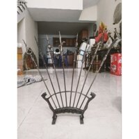 bộ bát bửu 4cm đồng vàng Hun nâu, bộ binh khí bằng đồng