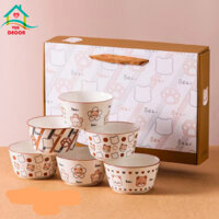Bộ Bát Cơm Gấu Bear Kèm Hộp-SET 2-4-6 MÓN chén bát Decor-bộ bát ăn cơm sứ dễ thương phủ men bóng,chén dĩa sứ VuaDecor