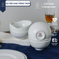 Bộ bát cơm sứ siêu nhẹ trắng trơn khử mùi - Set 6 và 10 chén ăn cơm sứ xương siêu nhẹ Minh Châu - Vỡ 1 đổi 1