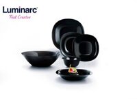 Bộ bát đĩa 12 món Luminarc Carine thuỷ tinh cường lực- đen LazadaMall
