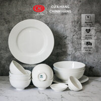 Bộ bát đĩa 12 món trắng trơn - Sứ Minh Châu