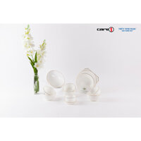 Bộ bát đĩa 12 sản phẩm viền vàng 22K màu trắng ngọc Thủy Tinh Ngọc USA Home Set cao cấp nhập khẩu chính hãng