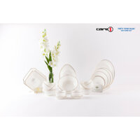 Bộ bát đĩa 20 sản phẩm viền vàng 22K màu trắng ngọc Thủy Tinh Ngọc USA Home Set cao cấp nhập khẩu chính hãng