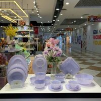Bộ bát đĩa 20 sản phẩm viền vàng 22K Luxury màu tím thạch anh Thủy Tinh Ngọc USA Home Set cao cấp nhập khẩu chính hãng
