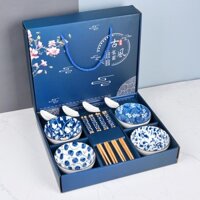 Bộ bát đĩa 4 bát, 4 đũa, 4 thìa