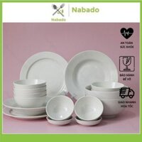 Bộ bát đĩa ăn cơm gia đình sứ trắng cao cấp gồm 12 món cơ bản Set chén dĩa sứ trắng trơn dày đẹp chịu nhiệt