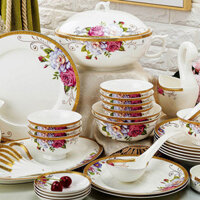 Bộ Bát Đĩa Bộ Đồ Ăn Jingdezhen Bộ Đồ Ăn Cao Cấp Bộ Đồ Ăn Bằng Sứ Xương Bộ Đồ Ăn Cưới