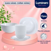 Bộ bát đĩa (bộ tô,chén,dĩa) thủy tinh Luminarc Carine 15 món CR15C, dùng lò vi sóng, máy rửa bát
