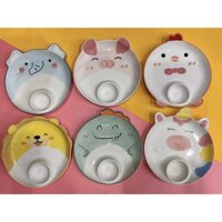 Bộ Bát Đĩa Decor Set Chén Dĩa Sứ Hoạt Hình Động Vật Dễ Thương Cute Cao Cấp Đĩa kèm chấm xinh yêu