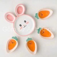 Bộ Bát Đĩa Gốm Sứ Decor, Bát Ăn Cơm, Bát Ăn Chè, Chén Dĩa Dễ Thương Đĩa Tai Thỏ Cực xinh yêu Gomsudecor21