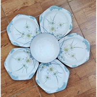 Bộ Bát Đĩa Hoa Mai 5 Cánh Bộ Bát Đĩa Hoa Gồm 7 Chi Tiết Cứng Cáp Hàng Loại 1 M198