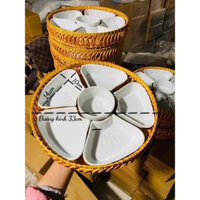 Bộ Bát Đĩa Hoa Mai Men Trắng Sứ Sương