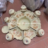 Bộ bát đĩa hoa mặt trời 15 món men vàng gốm sứ Bát Tràng