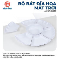 BỘ BÁT ĐĨA HOA MẶT TRỜI 6836, BỘ BÁT NHỰA TRANG TRÍ MÂM CƠM NGÀY TẾT