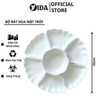Bộ Bát Đĩa Hoa Mặt Trời Minh Châu - Bát Tràng Giá Rẻ - Set Bát Dĩa Đẹp Thắp Hương Thờ Cúng Gia tiên - SP002532
