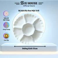 Bộ Bát Đĩa Hoa Mặt Trời Minh Châu - Bát Tràng Loại 1 Size To - Set Bát Dĩa Đẹp Thắp Hương Thờ Cúng Gia tiên SP002532