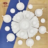 Bộ Bát Đĩa Hoa Mặt Trời Trắng Trơn  sai to 55cm - Sứ Minh Châu - Vỡ 1 Đổi 1