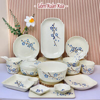 Bộ Bát Đĩa Hoa Xanh, đỏ  Gốm Xuân Xưa , Bát, Bát ăn cơm, bát tô, chén sứ, bộ chén dĩa, chén ăn cơm