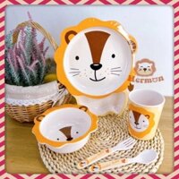 Bộ bát đĩa nhựa ăn dặm 5 món Hermo cho bé bát, đĩa, cốc, thìa,dĩa