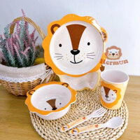 Bộ bát đĩa nhựa ăn dặm Hermo 5 món cho bé bát, đĩa, cốc, thìa..
