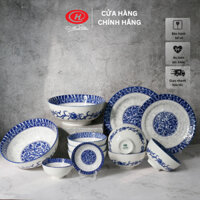 Bộ bát đĩa sứ 12 món họa tiết xanh lam - Sứ Minh Châu