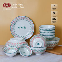 Bộ Bát Đĩa Sứ 12 Món Phong Cách Giáng Sinh - Sứ Minh Châu
