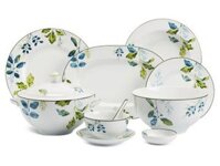 Bộ bát dĩa sứ Minh Long cao cấp Âu-Á 46 sản phẩm – Camellia – Lá Xanh