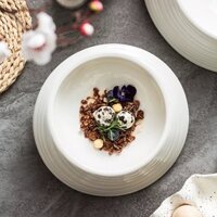 Bộ bát đĩa sứ trắng phong cách nhà hàng kiểu dáng mới lạ, hiện đại tinh tế